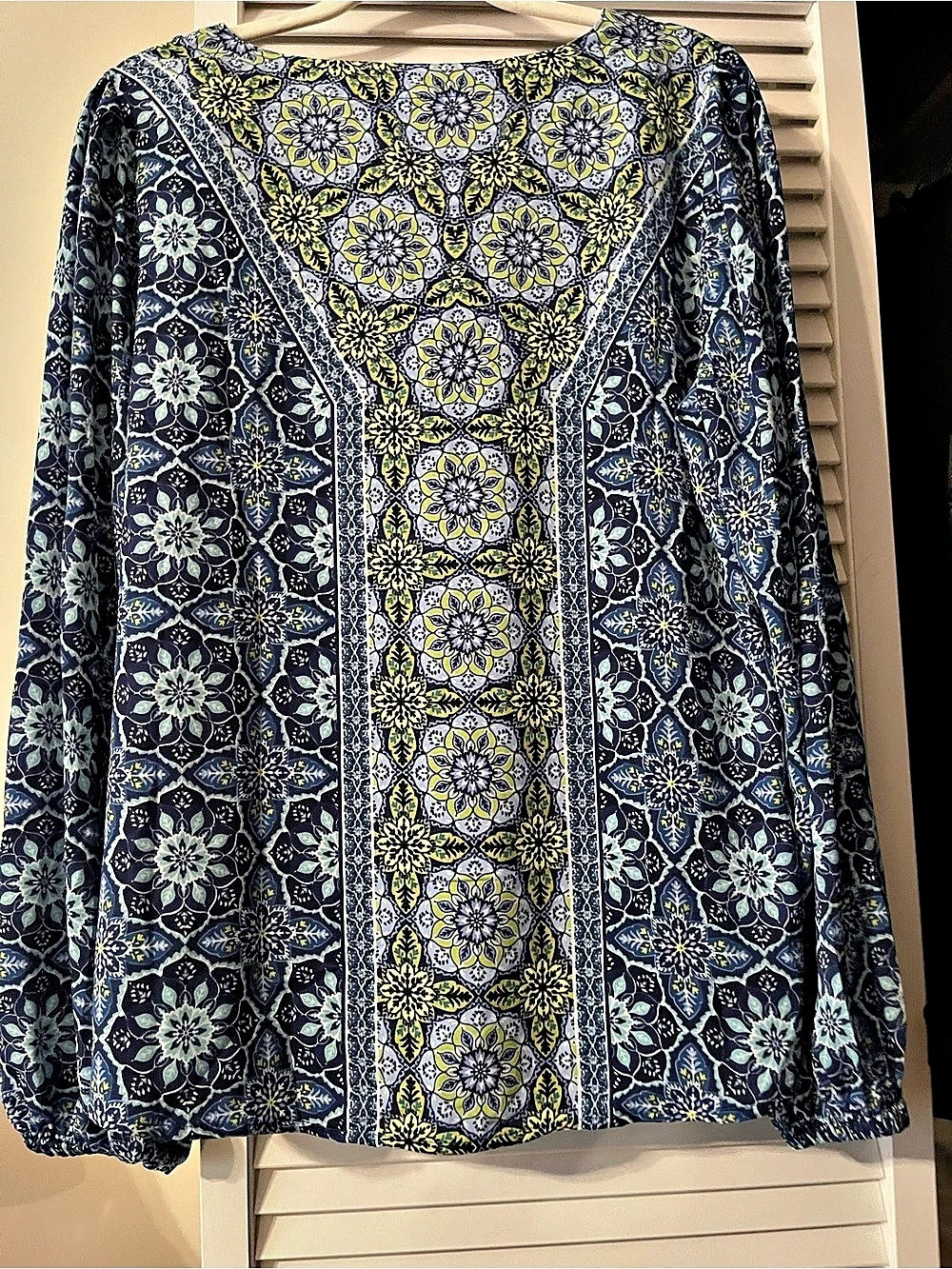Belle Boho Floral Tunic in Blue & Yellow Size Medium Like New